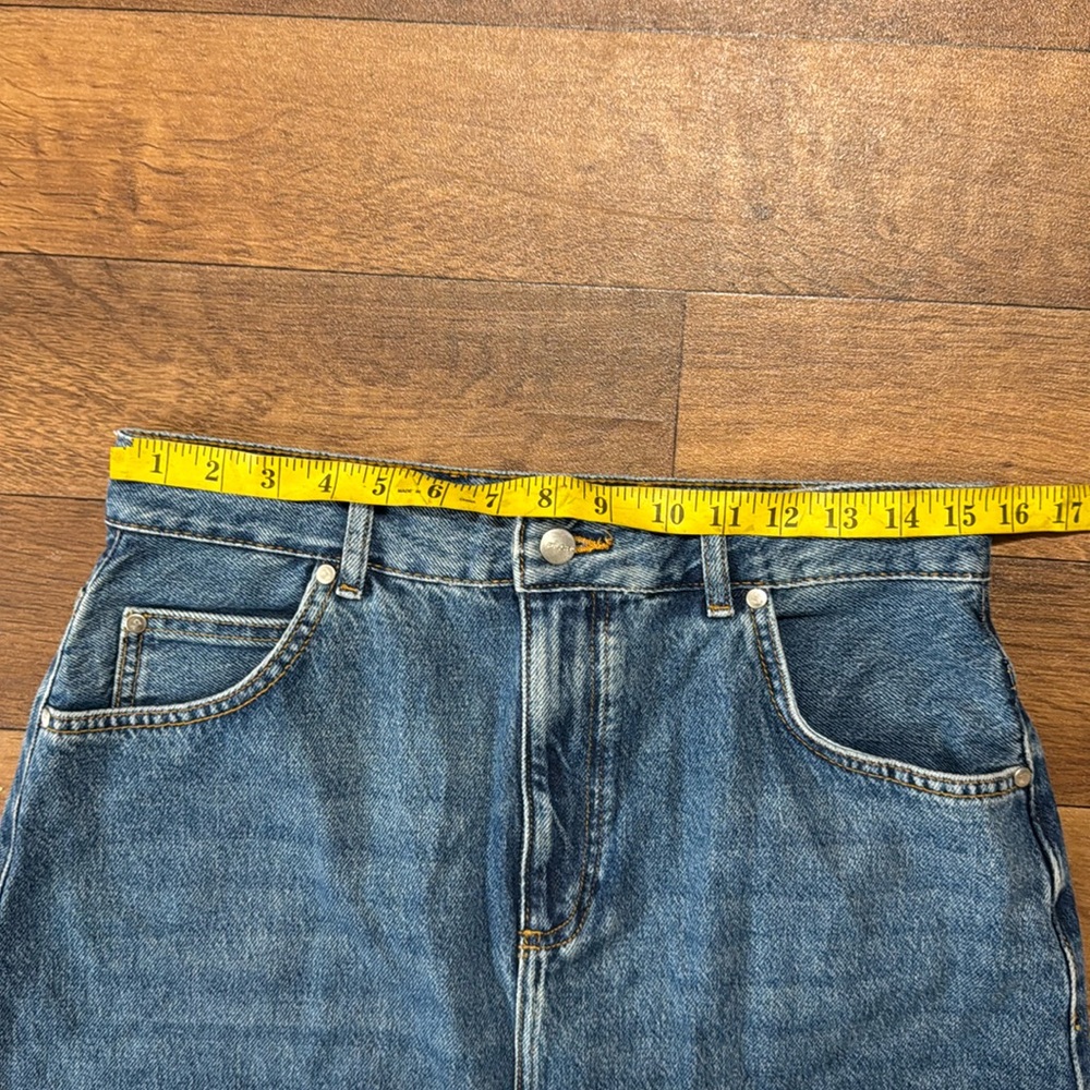 Pilcro Size 10 Denim Midi / Maxi Skirt NWT Anthropologie Front Slit Raw Hem Luxe - Picture 9 of 15